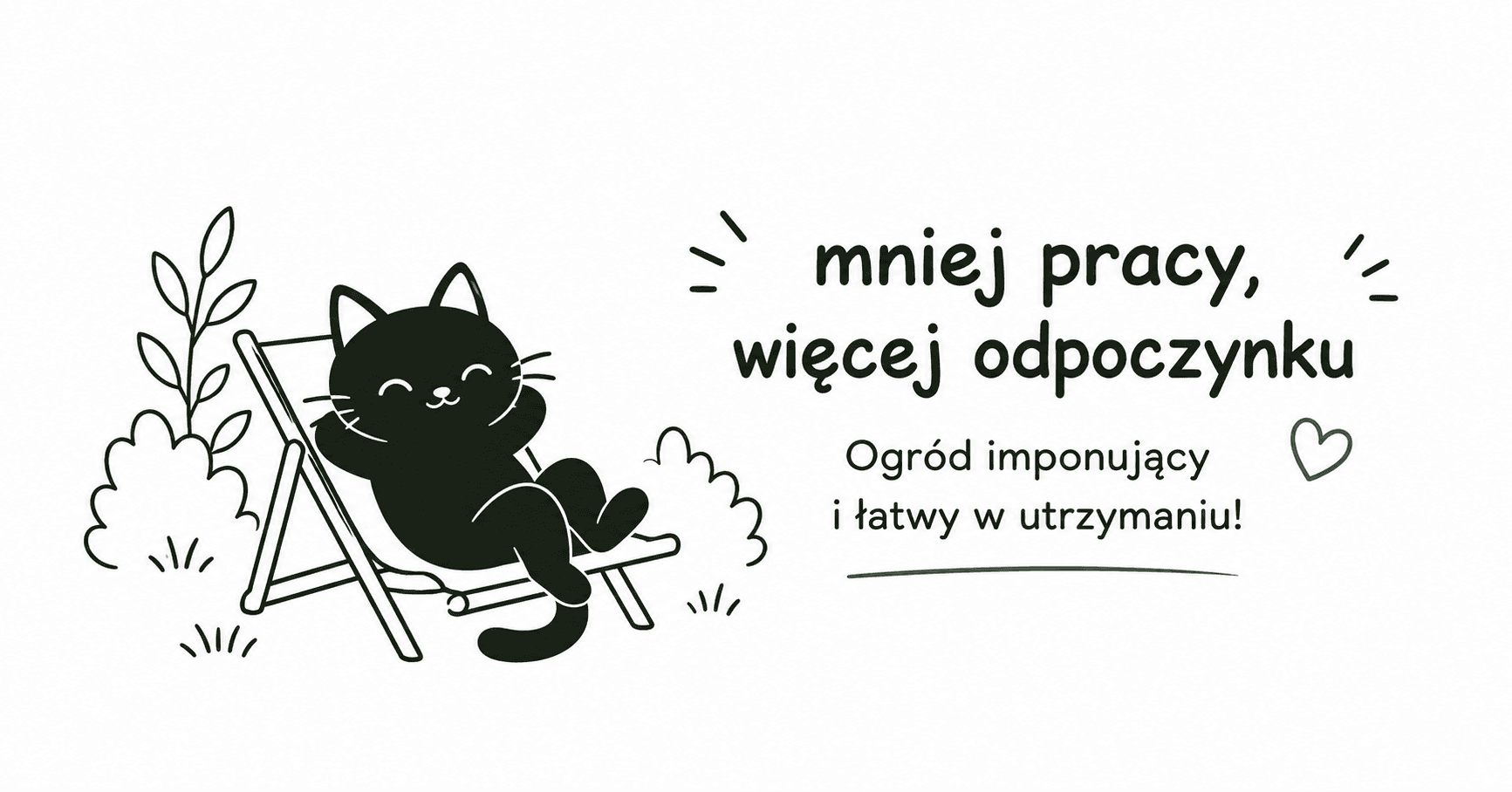 Kot odpoczywający na leżaku w ogrodzie: mniej pracy, więcej odpoczynku. Ogród imponujący i łatwy w utrzymaniu